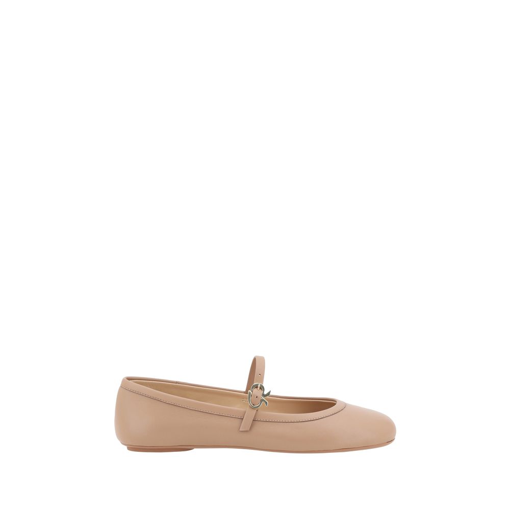 Gianvito Rossi Beige Calf Leather Bos Taurus Ballet Flats - Luxe Nova