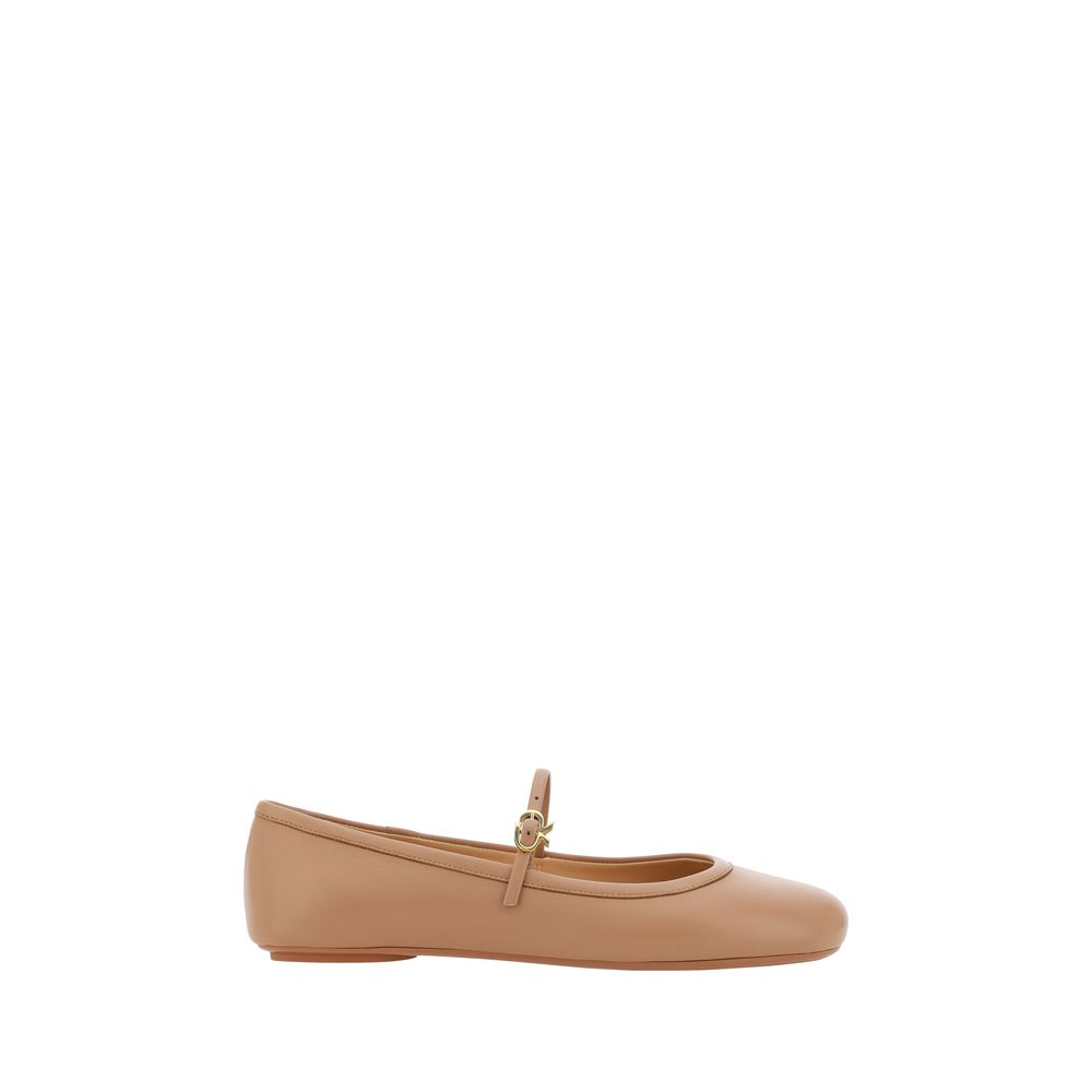 Gianvito Rossi Beige Calf Leather Bos Taurus Ballet Flats - Luxe Nova