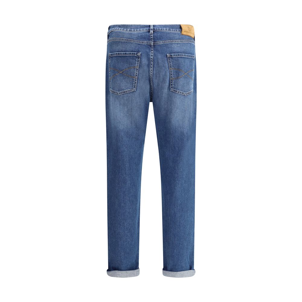 Brunello Cucinelli Blue Cotton Straight-Leg Jeans - Luxe Nova