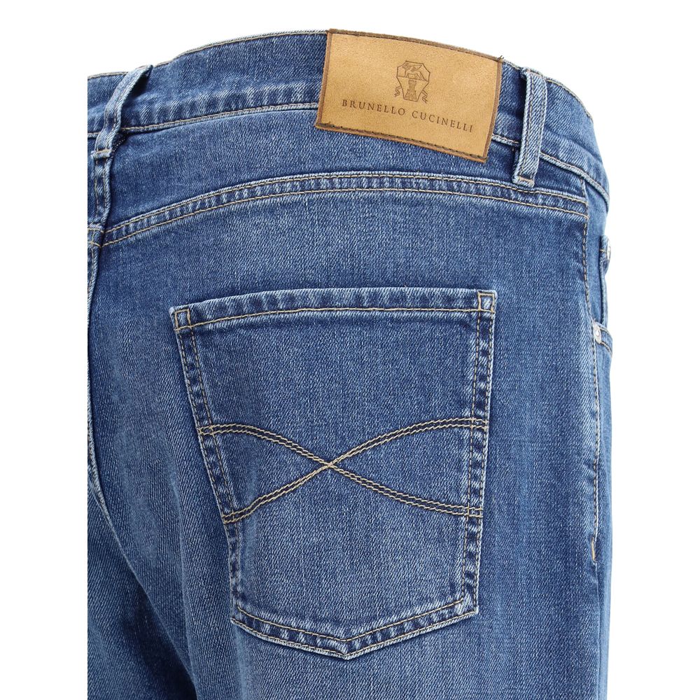 Brunello Cucinelli Blue Cotton Straight-Leg Jeans - Luxe Nova