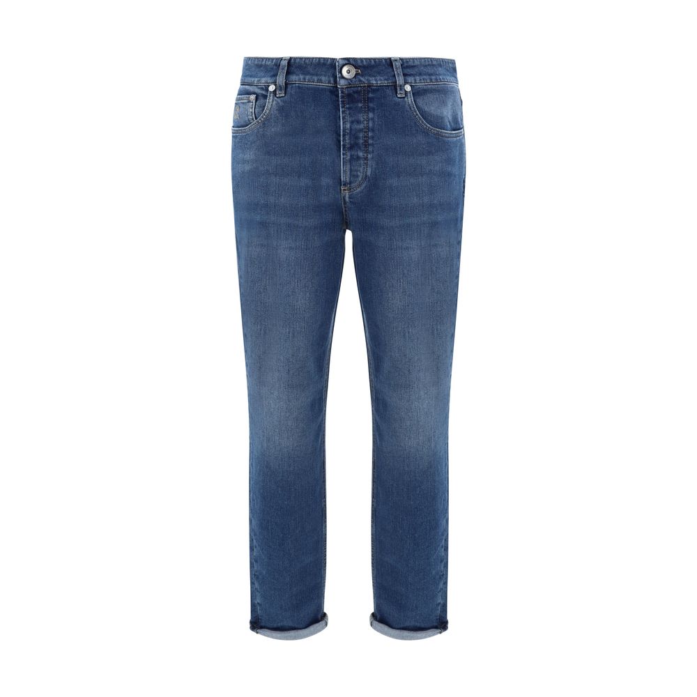 Brunello Cucinelli Blue Cotton Straight-Leg Jeans - Luxe Nova