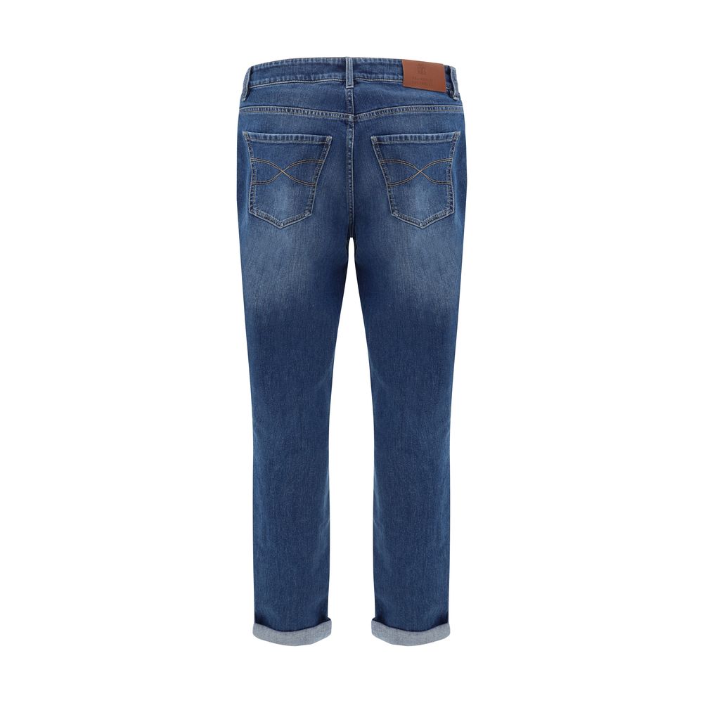 Brunello Cucinelli Blue Cotton Straight-Leg Jeans - Luxe Nova