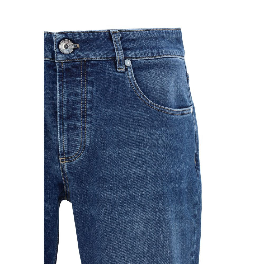 Brunello Cucinelli Blue Cotton Straight-Leg Jeans - Luxe Nova