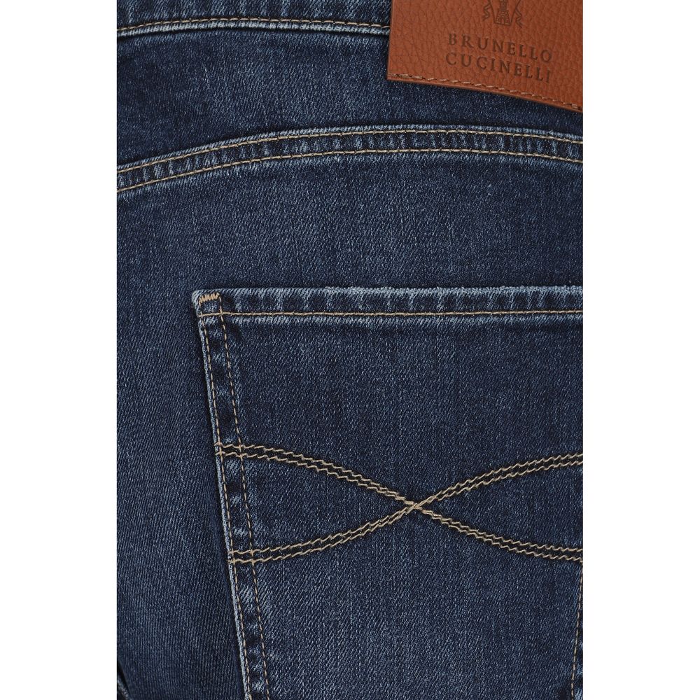 Brunello Cucinelli Blue Cotton Straight-Leg Jeans - Luxe Nova