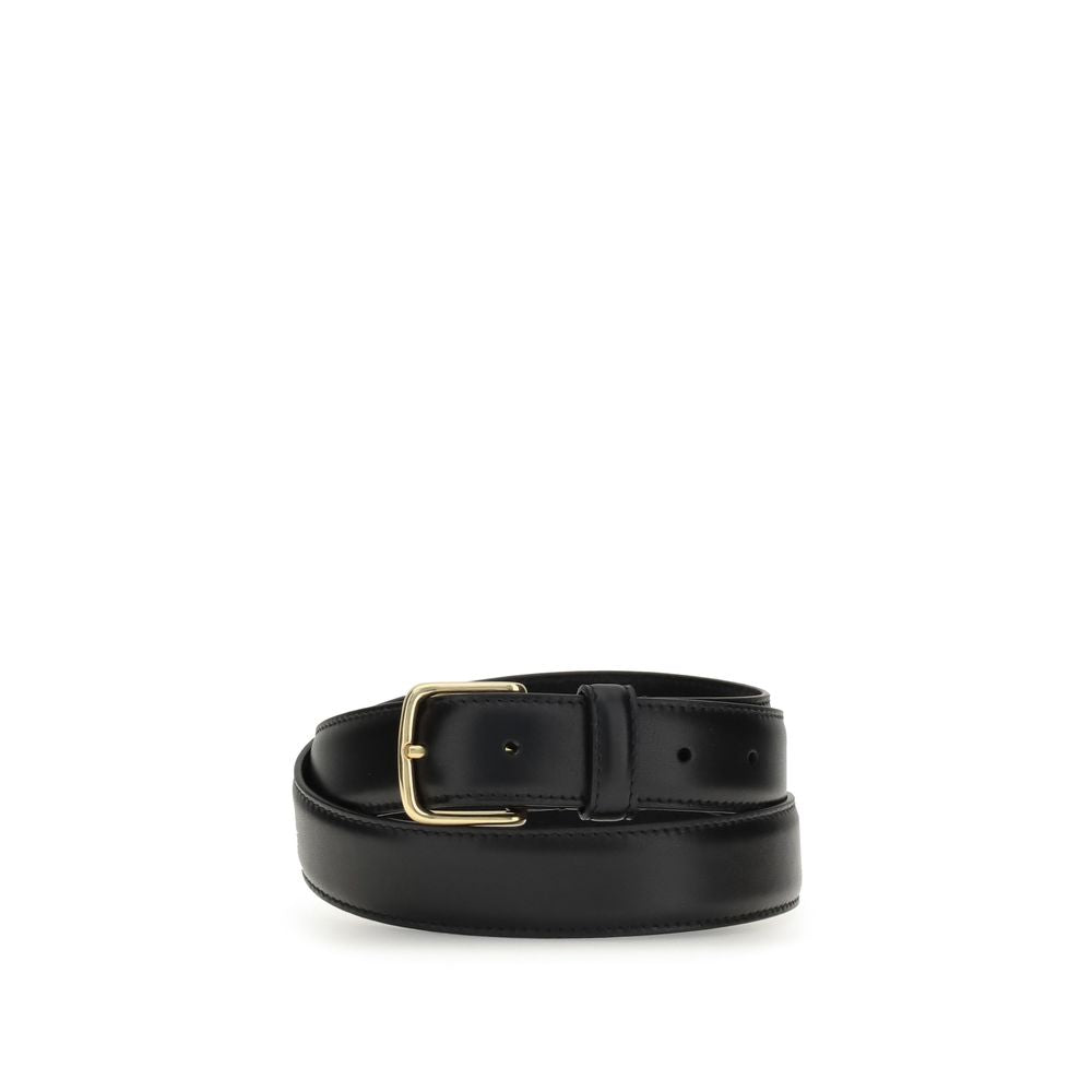 The Row Black Calf Leather Bos Taurus Regular Belt - Luxe Nova