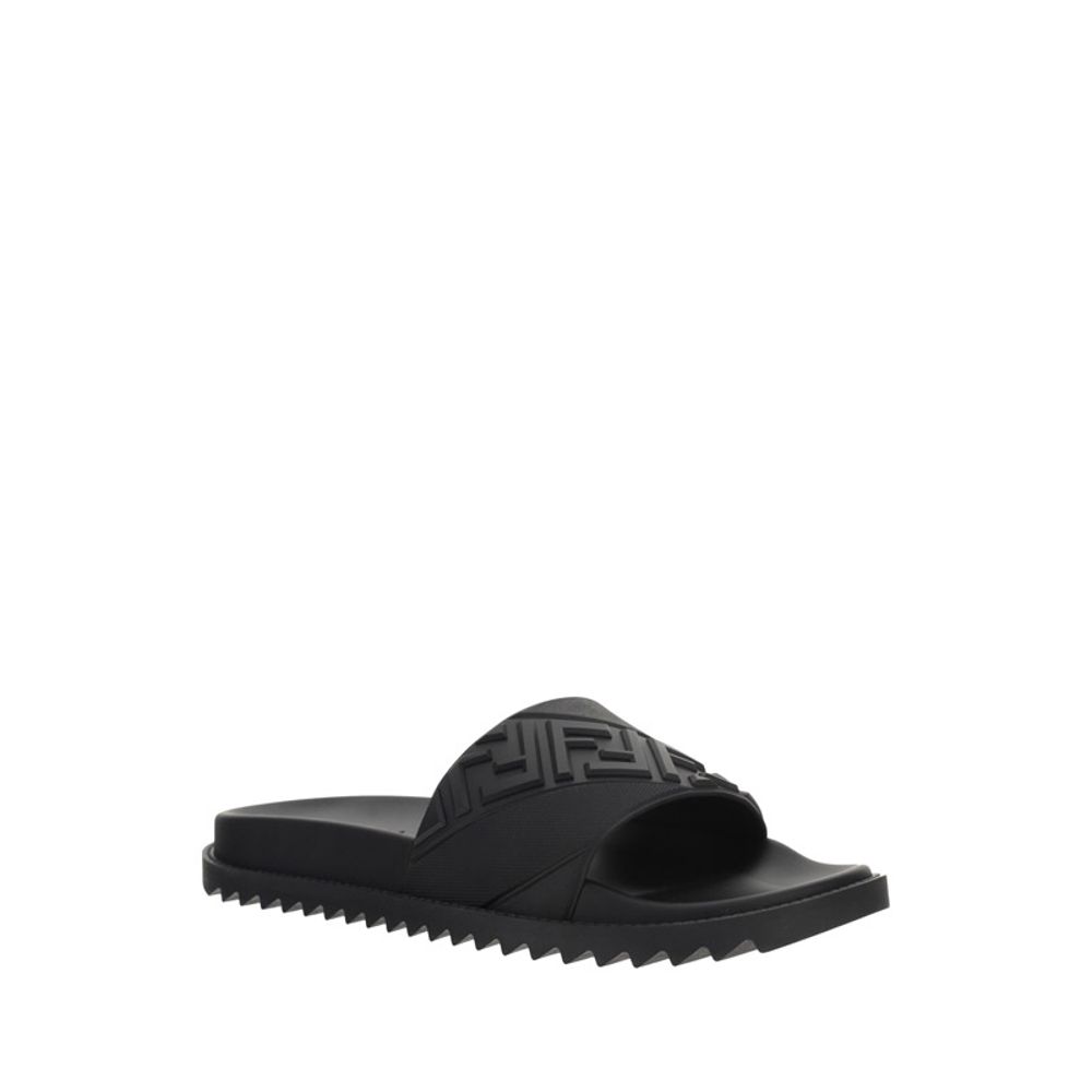 Fendi Black Rubber Flat Sandals