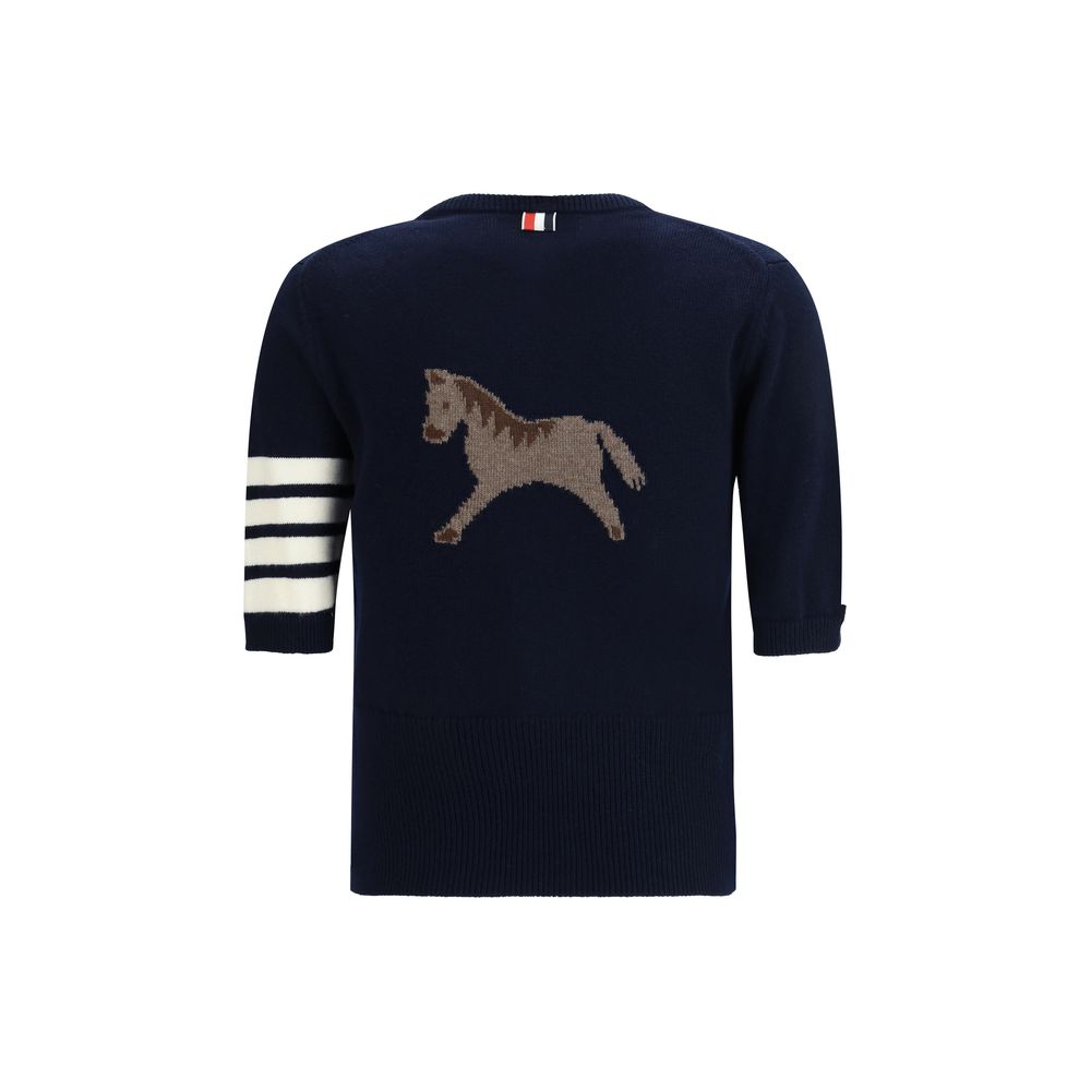 Thom Browne Blue Fleece Wool Sweatshirt - Luxe Nova