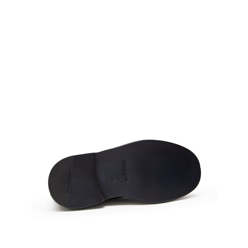 Dolce & Gabbana Black Leather Moccassin - Luxe Nova