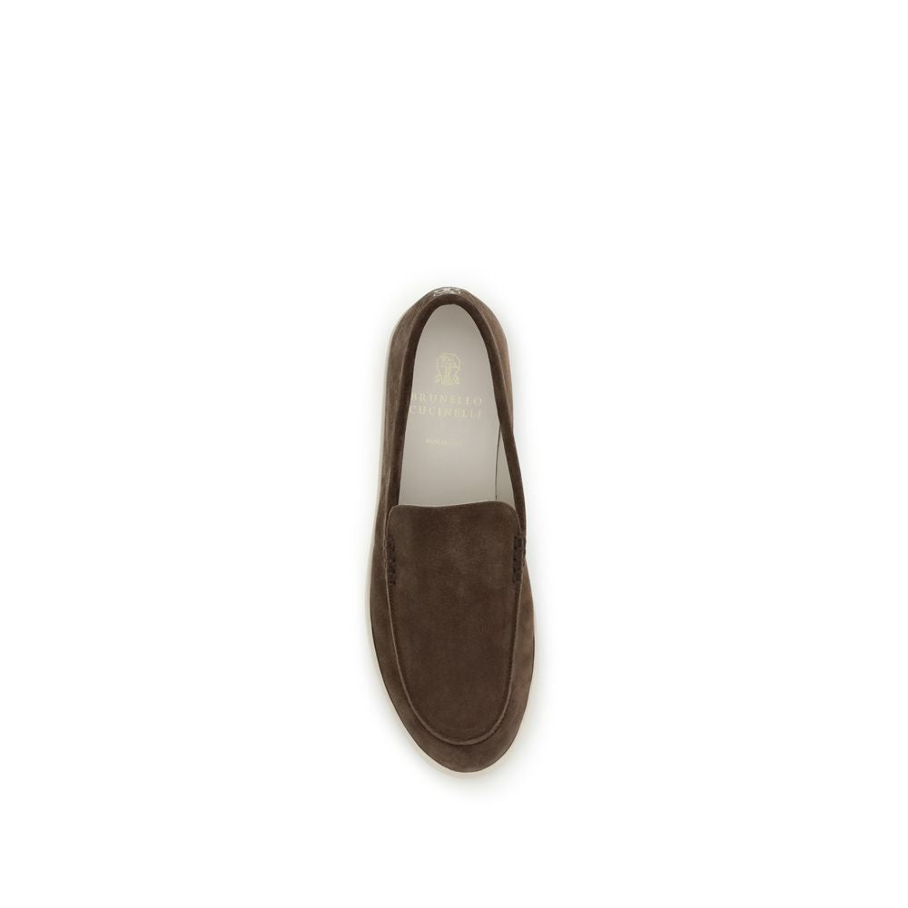 Brunello Cucinelli Brown Calf Leather Bos Taurus Slip-On Loafers - Luxe Nova