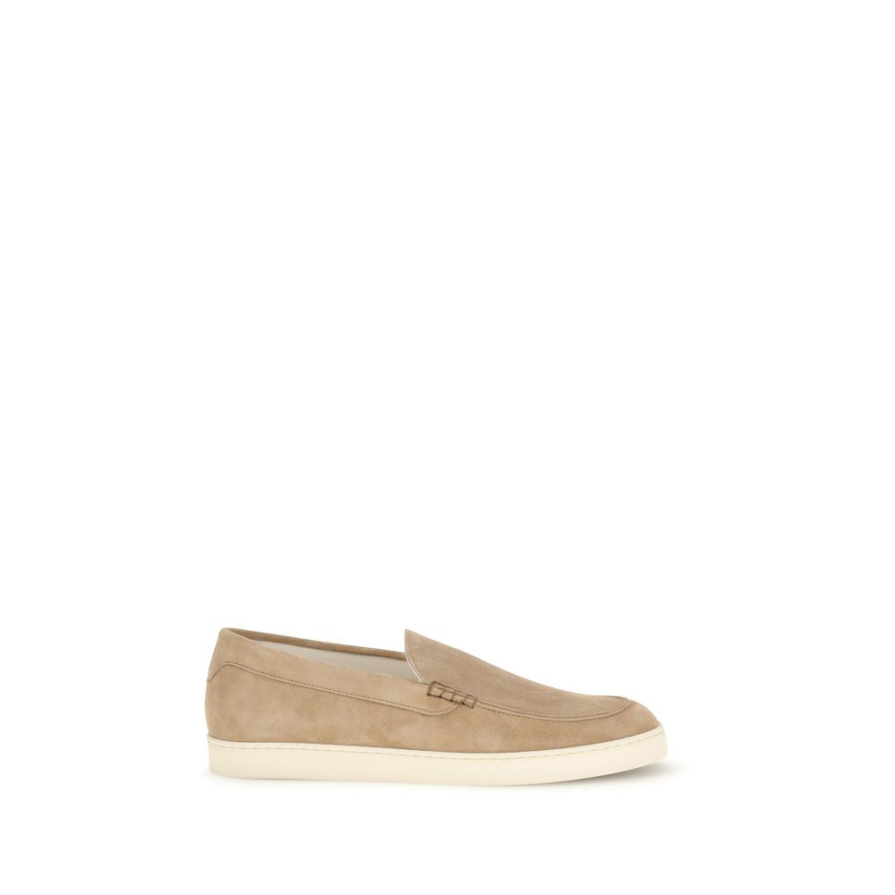 Brunello Cucinelli Beige Calf Leather Bos Taurus Slip-On Loafers - Luxe Nova