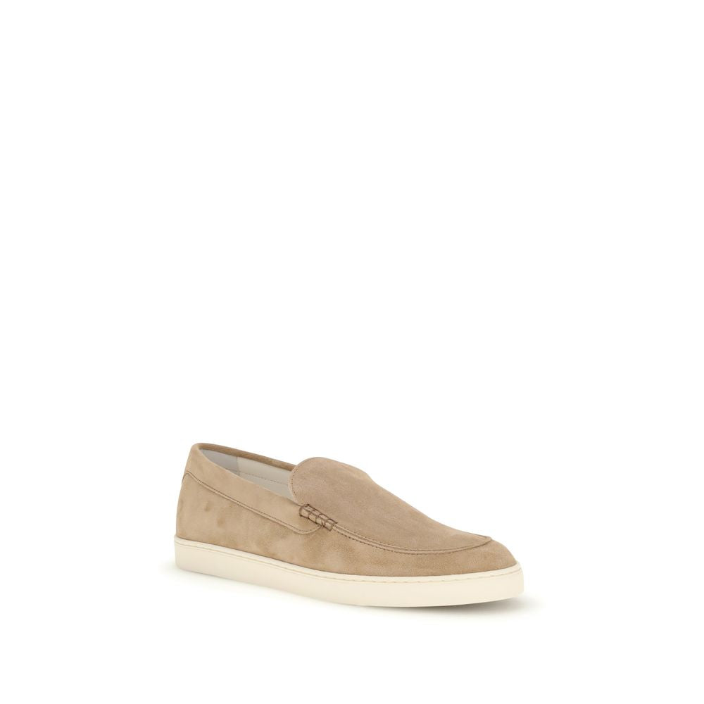Brunello Cucinelli Beige Calf Leather Bos Taurus Slip-On Loafers - Luxe Nova
