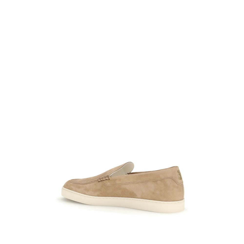 Brunello Cucinelli Beige Calf Leather Bos Taurus Slip-On Loafers - Luxe Nova