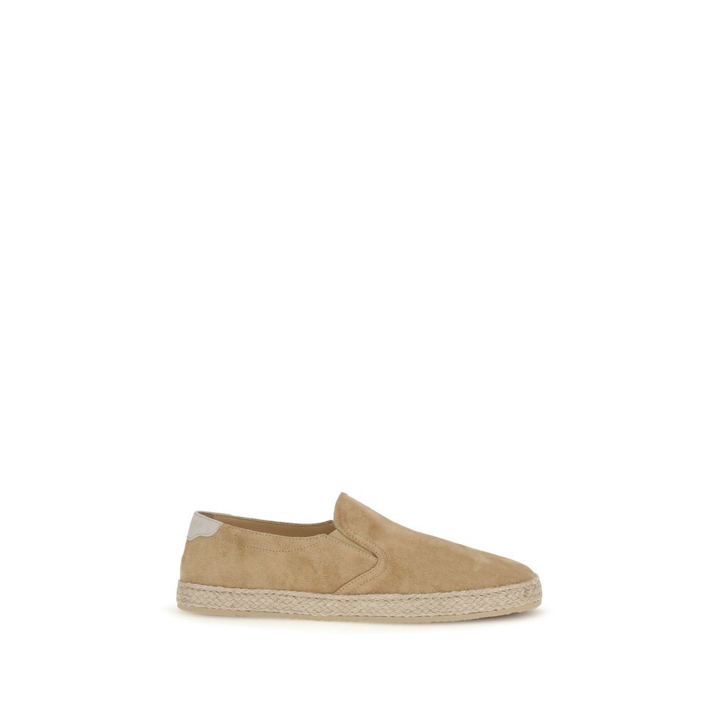 Brunello Cucinelli Beige Calf Leather Bos Taurus Espadrilles - Luxe Nova