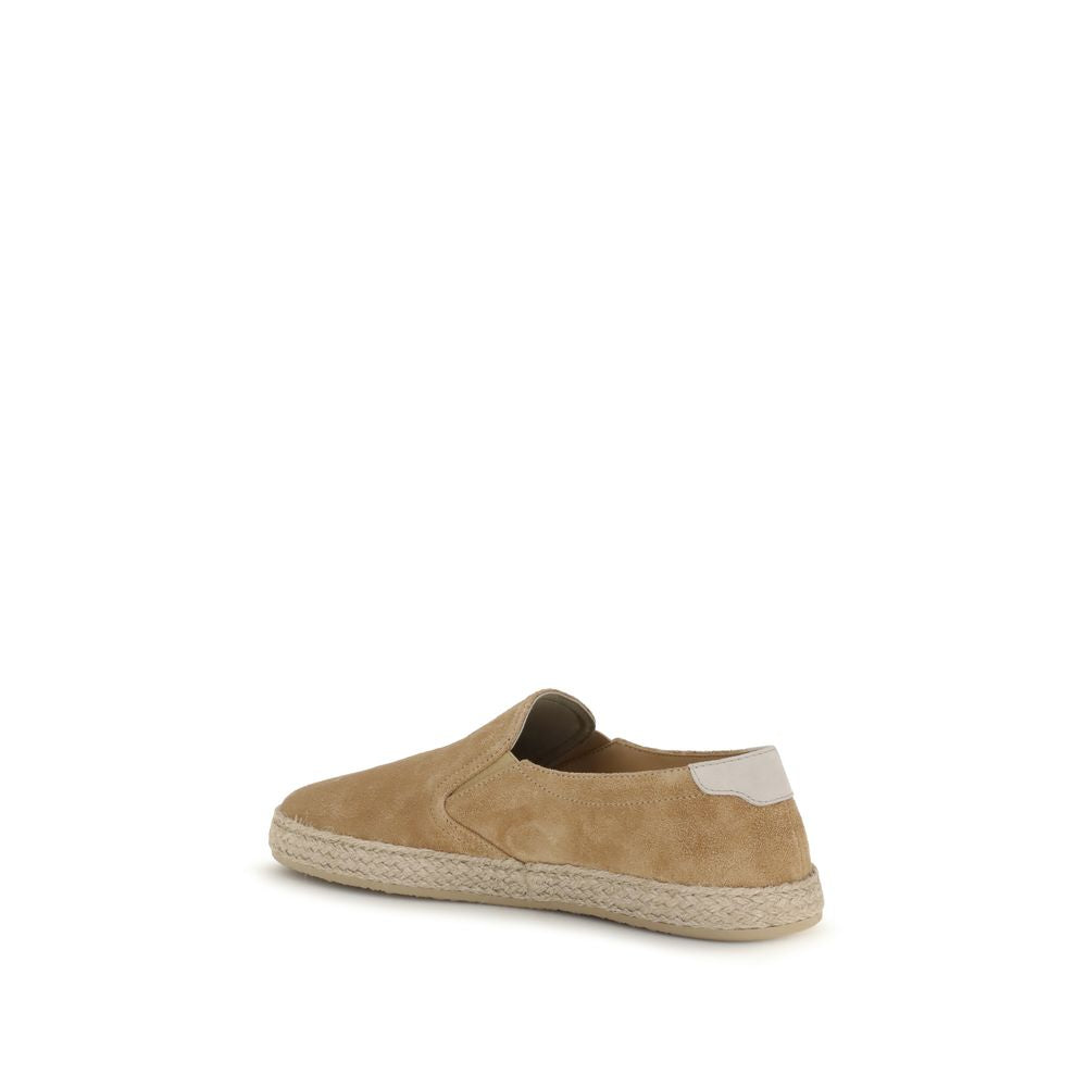 Brunello Cucinelli Beige Calf Leather Bos Taurus Espadrilles - Luxe Nova