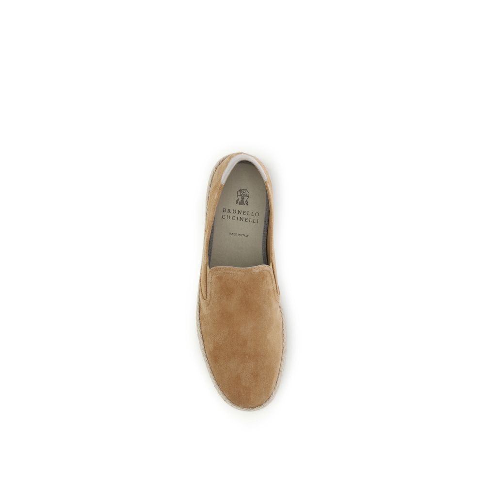 Brunello Cucinelli Beige Calf Leather Bos Taurus Espadrilles - Luxe Nova