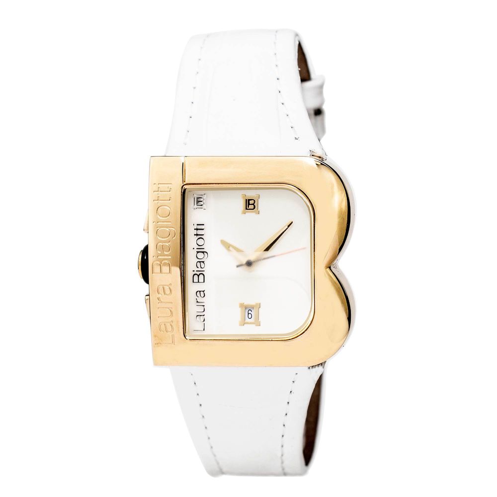Laura Biagiotti White Leather Dress Watch