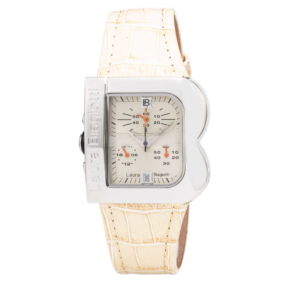 Laura Biagiotti Beige Leather Dress Watch - Luxe Nova