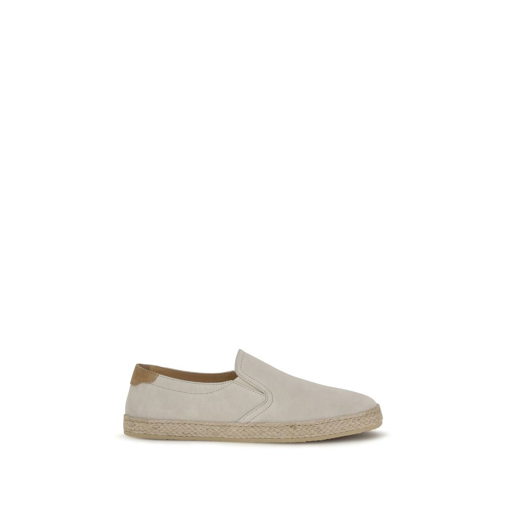 Brunello Cucinelli Gray Calf Leather Bos Taurus Low Top Sneakers - Luxe Nova
