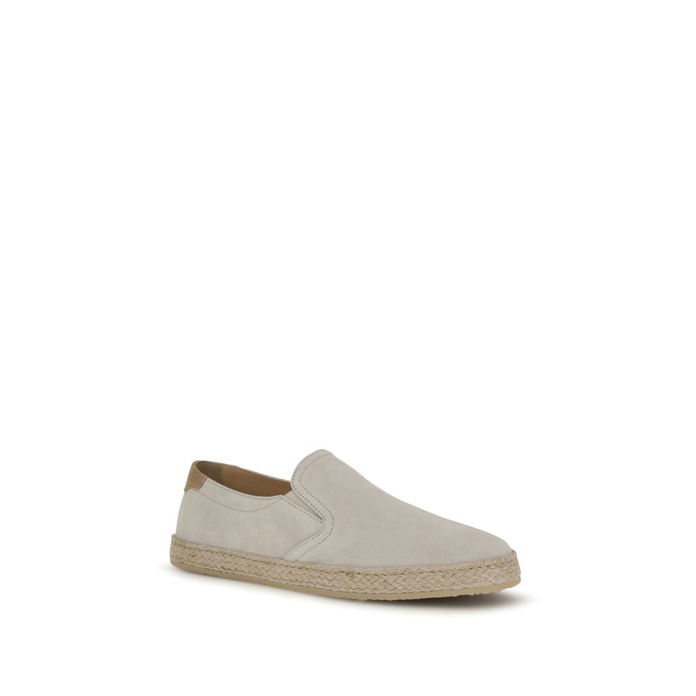 Brunello Cucinelli Gray Calf Leather Bos Taurus Low Top Sneakers - Luxe Nova