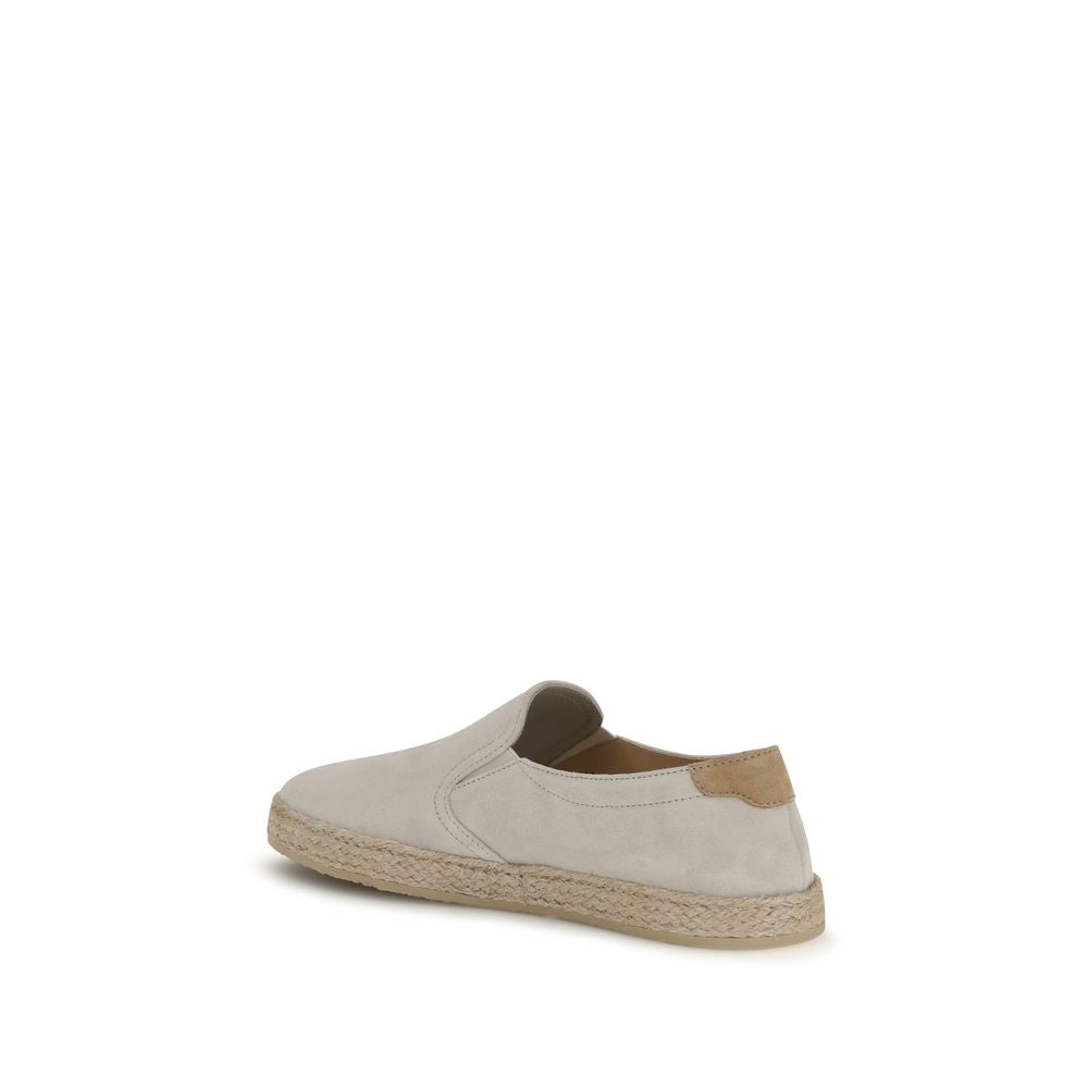 Brunello Cucinelli Gray Calf Leather Bos Taurus Low Top Sneakers - Luxe Nova