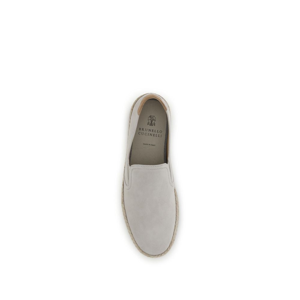 Brunello Cucinelli Gray Calf Leather Bos Taurus Low Top Sneakers - Luxe Nova