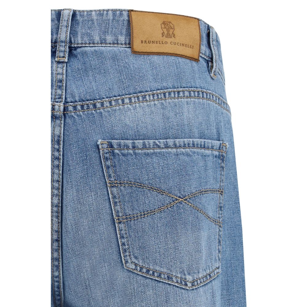 Brunello Cucinelli Blue Cotton Straight-Leg Jeans - Luxe Nova