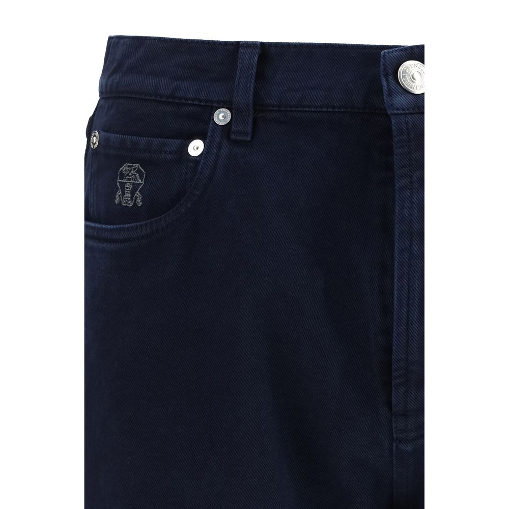 Brunello Cucinelli Blue Cotton Straight-Leg Jeans