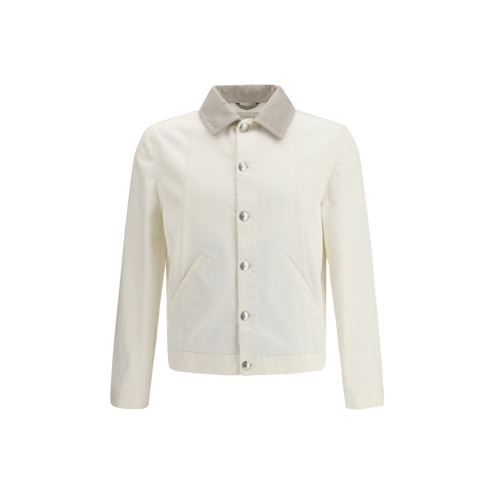 Brunello Cucinelli White Cotton Denim Jacket - Luxe Nova