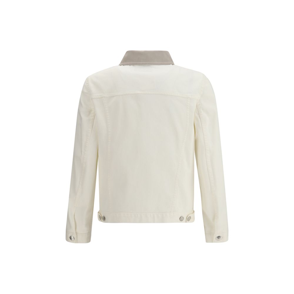 Brunello Cucinelli White Cotton Denim Jacket - Luxe Nova