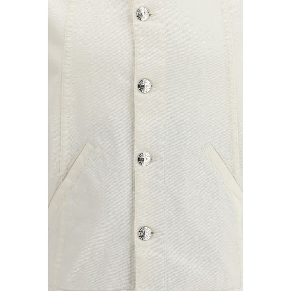 Brunello Cucinelli White Cotton Denim Jacket - Luxe Nova