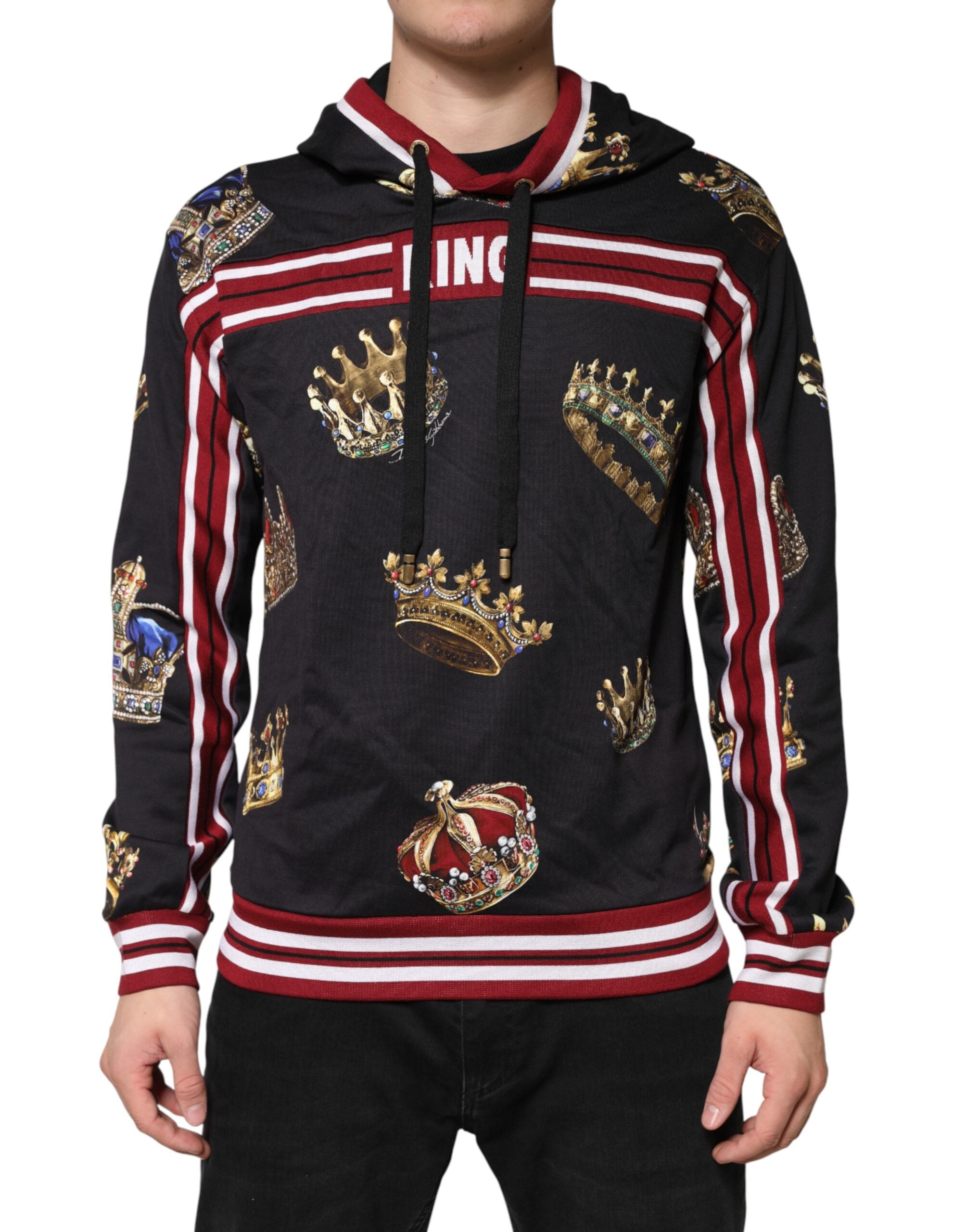 Dolce & Gabbana Black King Crown Hooded Sweatshirt Sweater