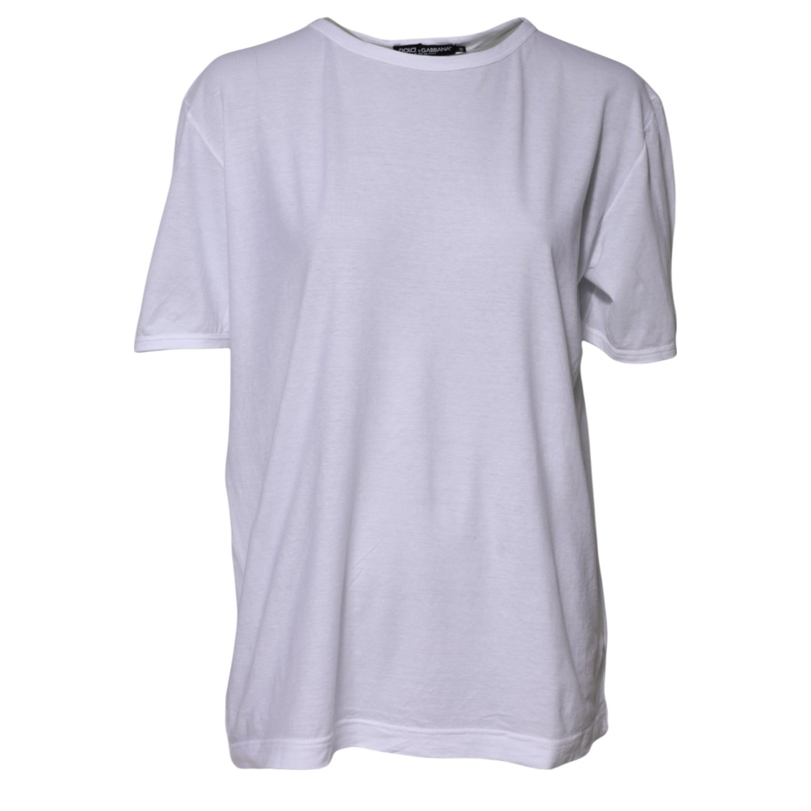 Dolce & Gabbana White Cotton Crew Neck Short Sleeves T-shirt