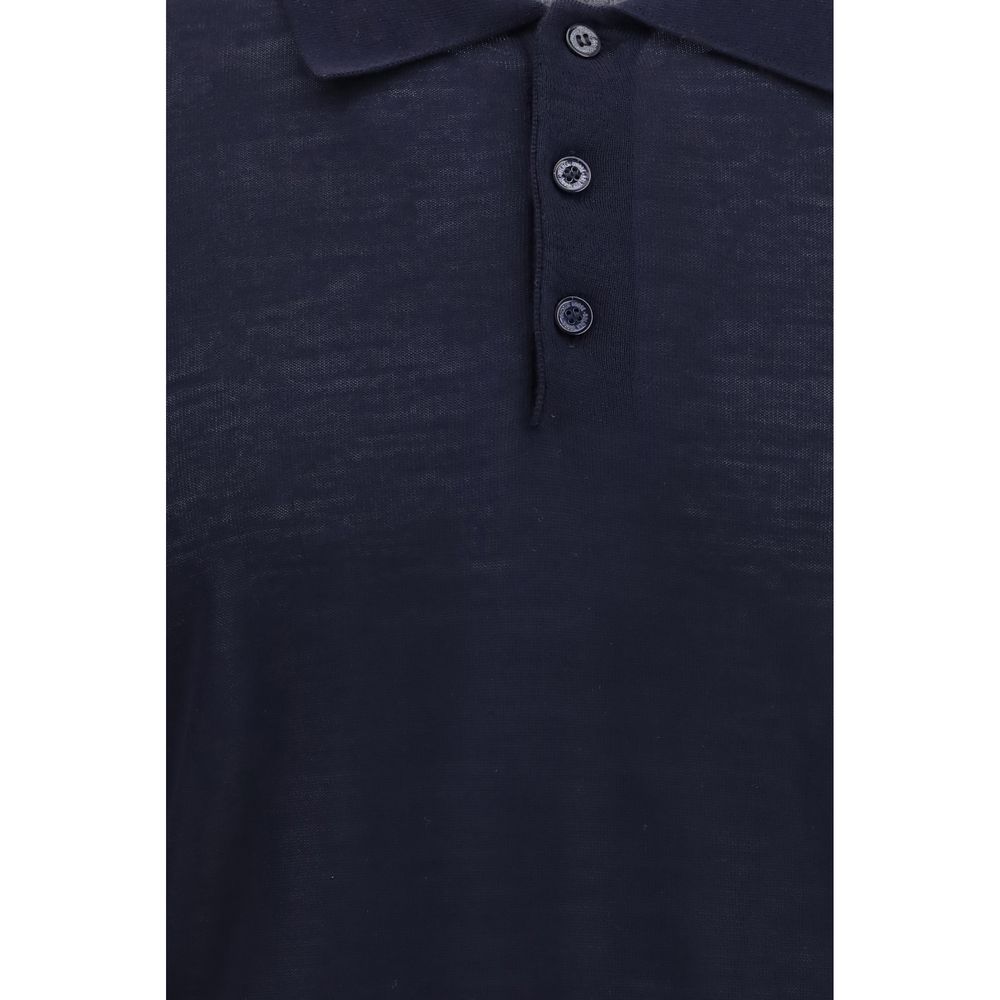 Golden Goose Blue Merino Wool Polo Shirt - Luxe Nova