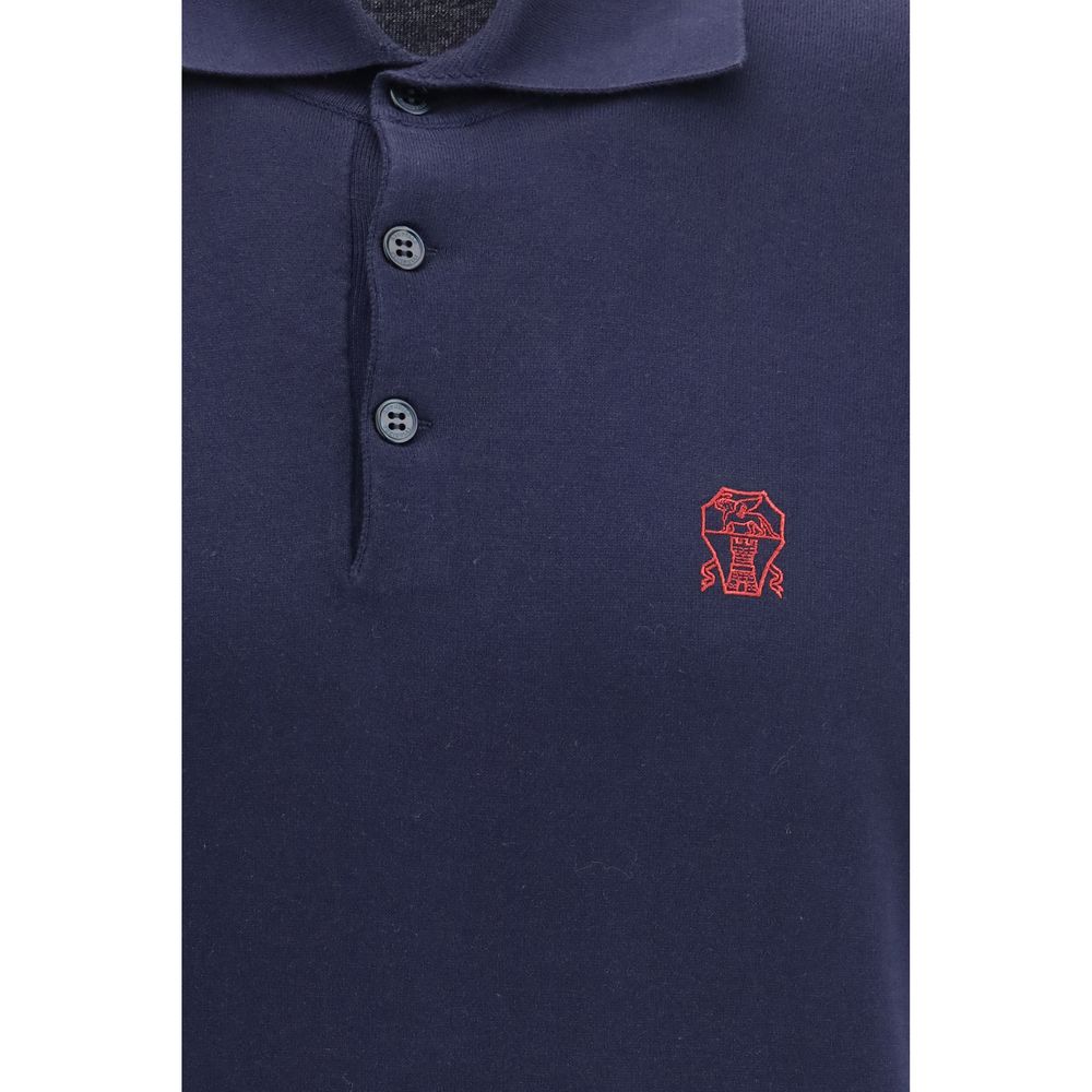 Brunello Cucinelli Blue Cotton Polo Shirt - Luxe Nova