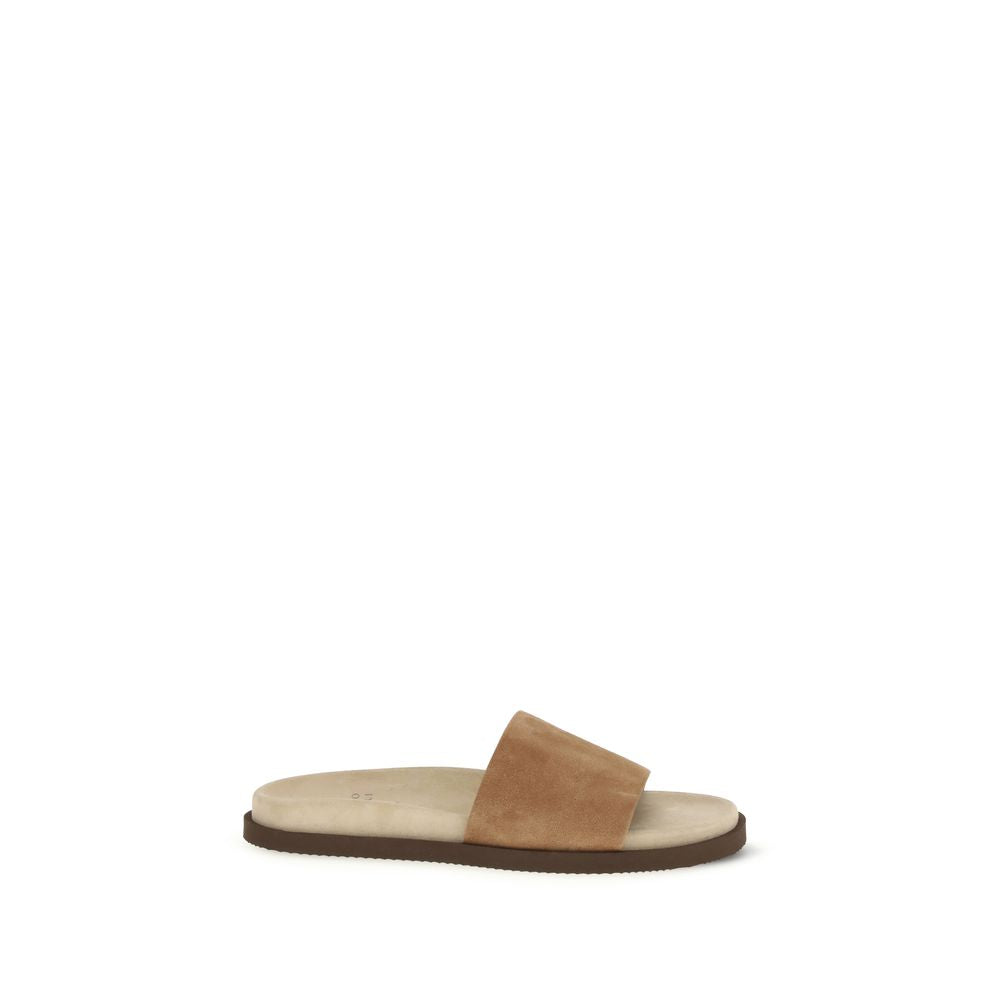 Brunello Cucinelli Beige Lamb Ovis Aries Aries Sandals - Luxe Nova