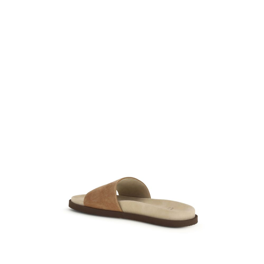 Brunello Cucinelli Beige Lamb Ovis Aries Aries Sandals - Luxe Nova