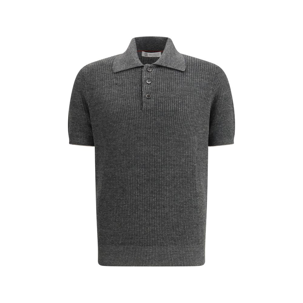 Brunello Cucinelli Gray Cotton Polo Shirt - Luxe Nova