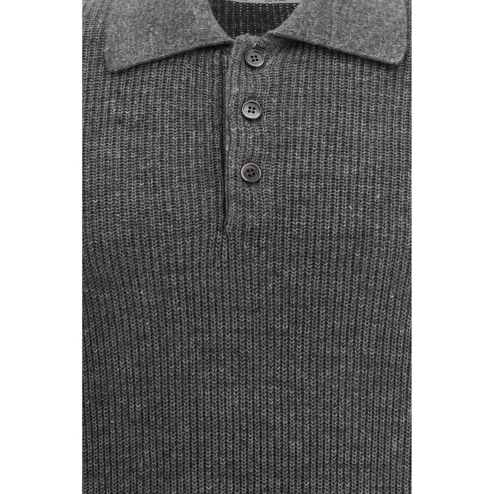 Brunello Cucinelli Gray Cotton Polo Shirt - Luxe Nova