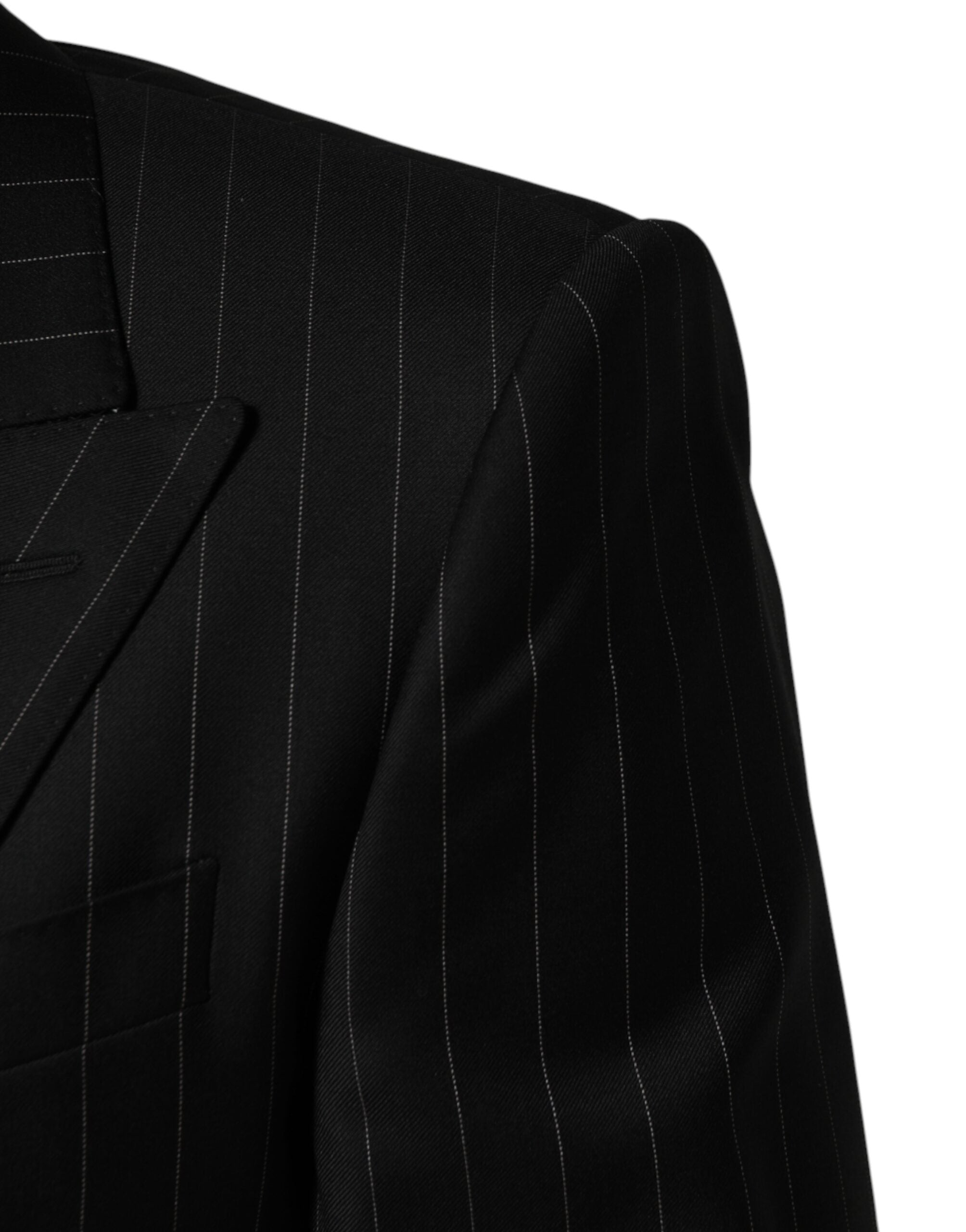 Dolce & Gabbana Black Stripes Double Breasted 2Button Blazer