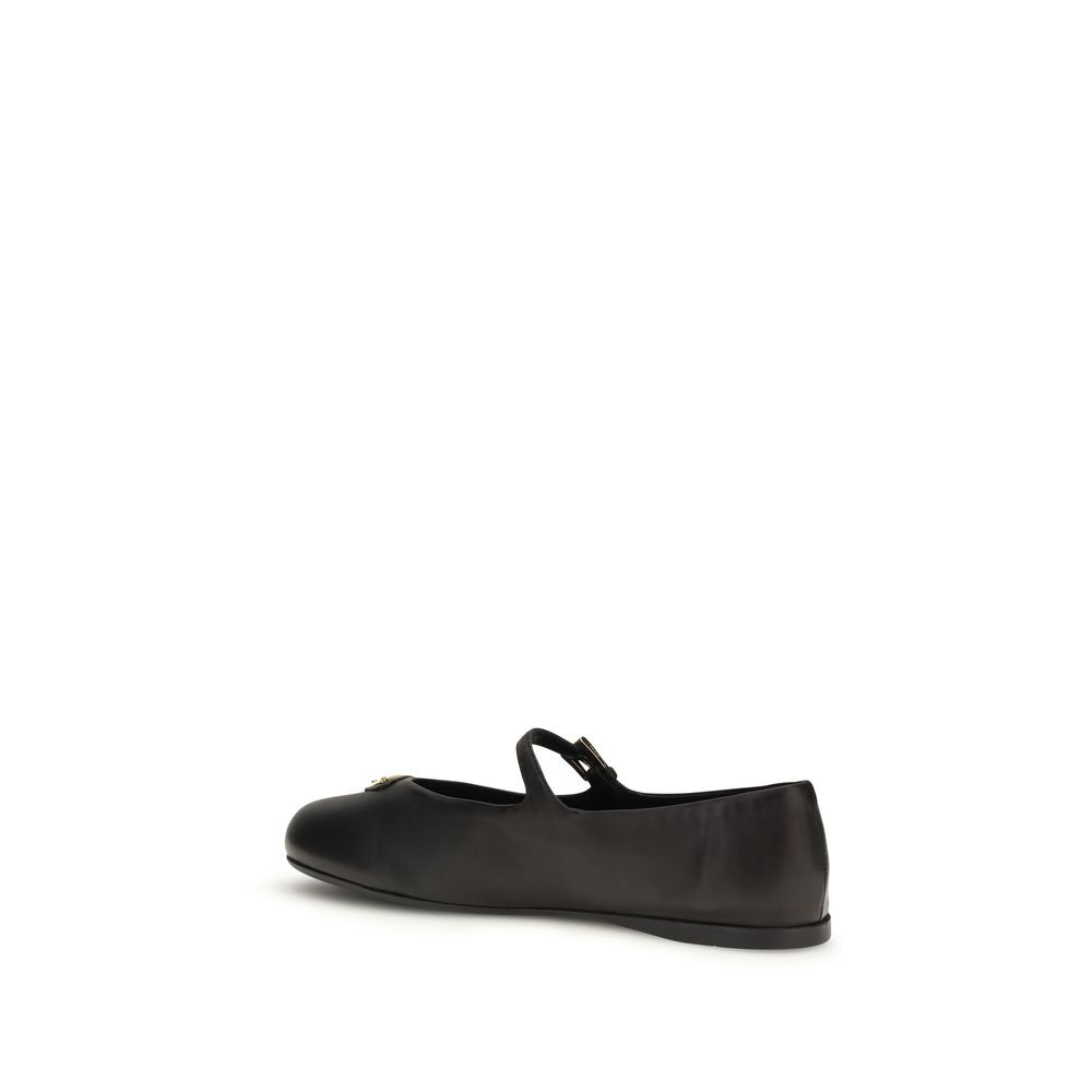 Prada Black Lamb Ovis Aries Aries Ballet Flats - Luxe Nova