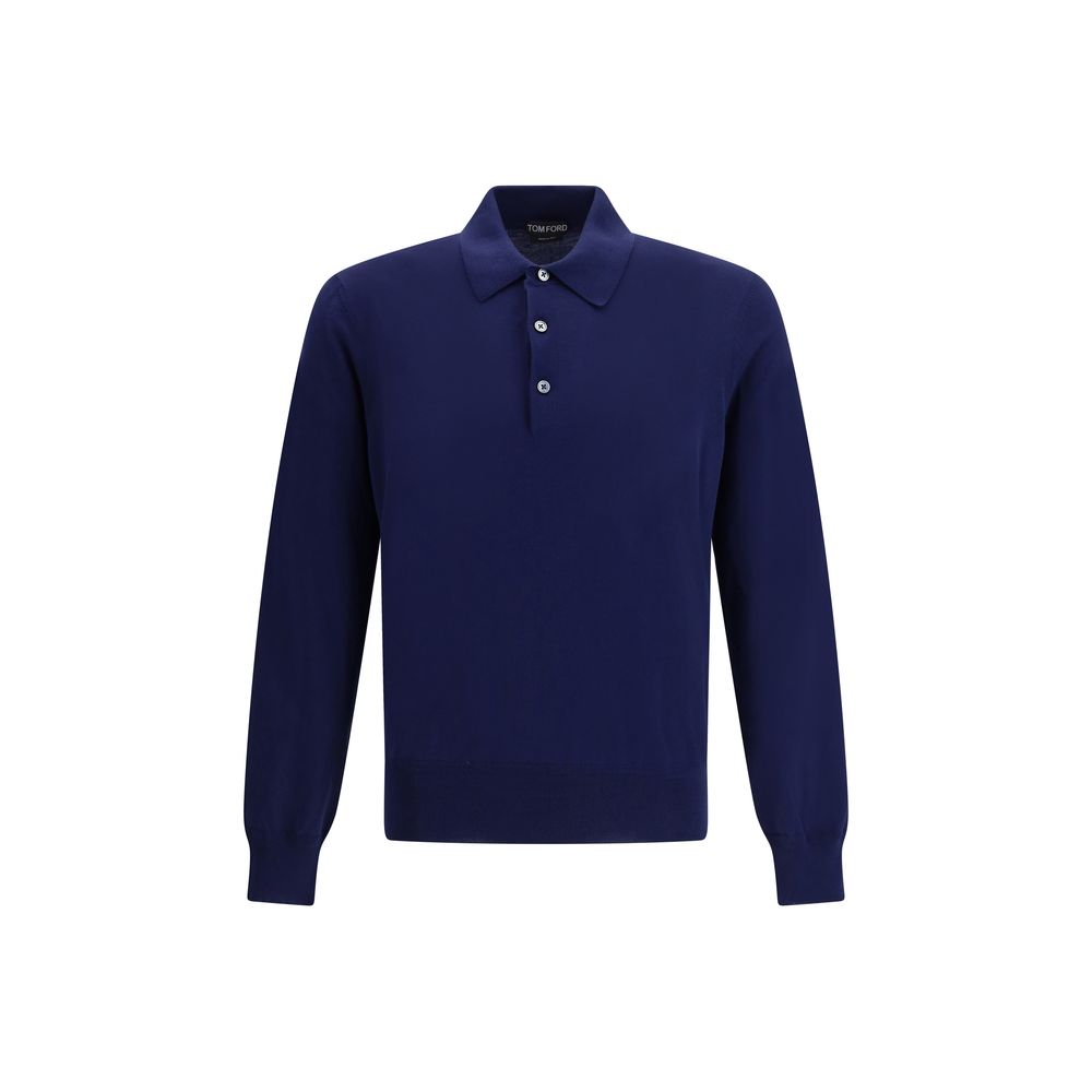 Tom Ford Blue Cotton Polo Shirt - Luxe Nova