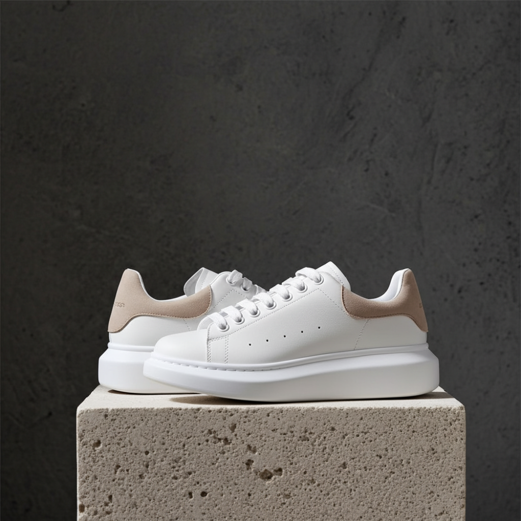 Alexander McQueen White Calf Leather Bos Taurus Platform Sneakers - Luxe Nova